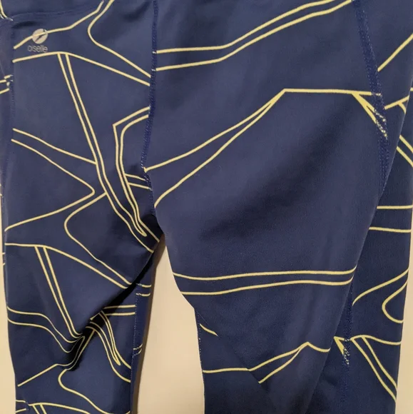 Oiselle blue yellow geometric leggings size 6 - Picture 9 of 11